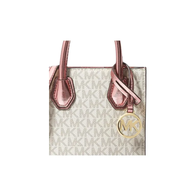 MICHAEL KORS Canvas With Patent Leather Shoulder Bag, Crossbody Bag, Handbag Extra Small Women's Pink & White-4