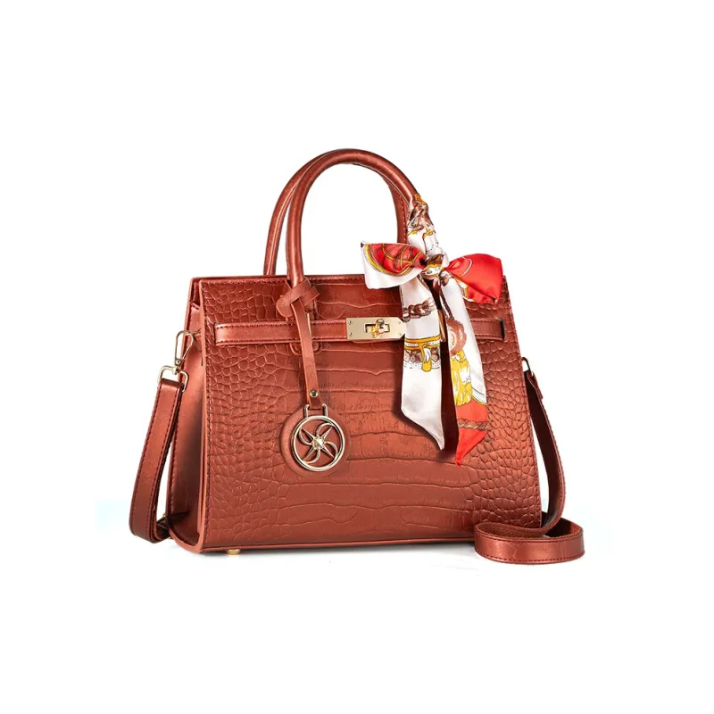 Vigno Synthetic Leather Portable Tote Women's Bag, One Shoulder, Crossbody Women's Red-2