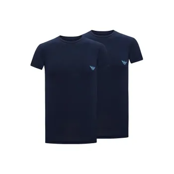 EMPORIO ARMANI SS24 T Shirt Men's 2 Pack Navy Blue