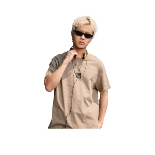 Tonlion T-Shirts Men Gray Cyan Green