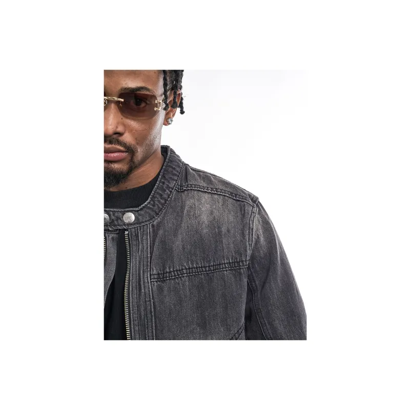 MT99 Denim Jacket Unisex Black Gray Color-6