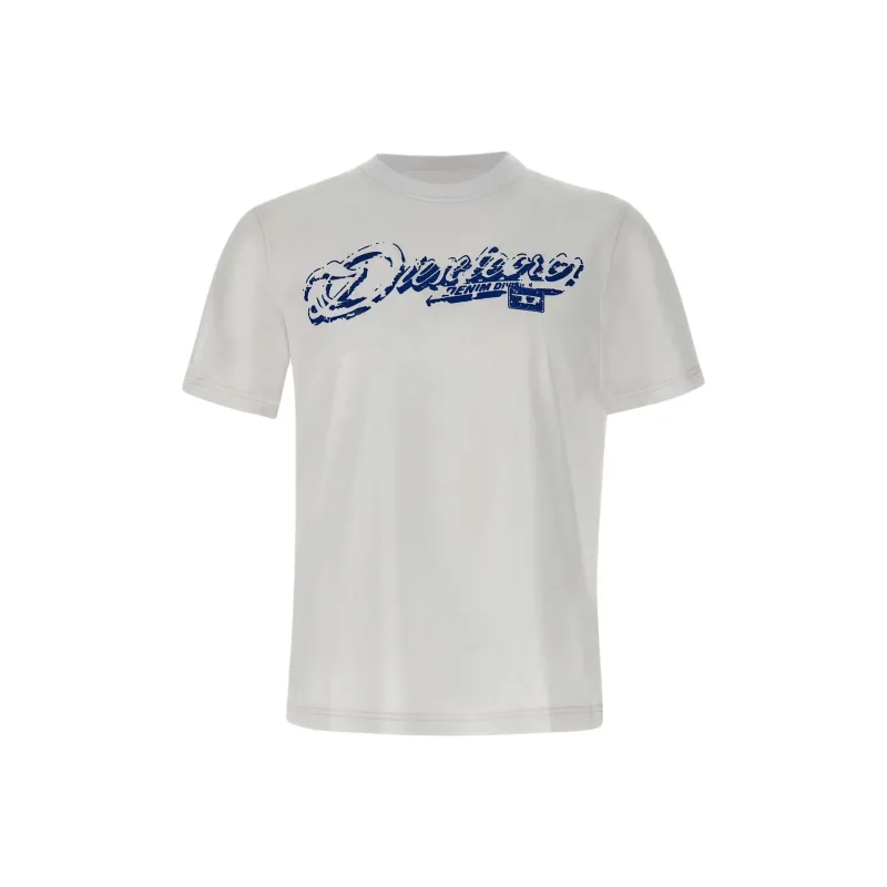 DIESEL Distressed Flocked Logo T Shirt-0