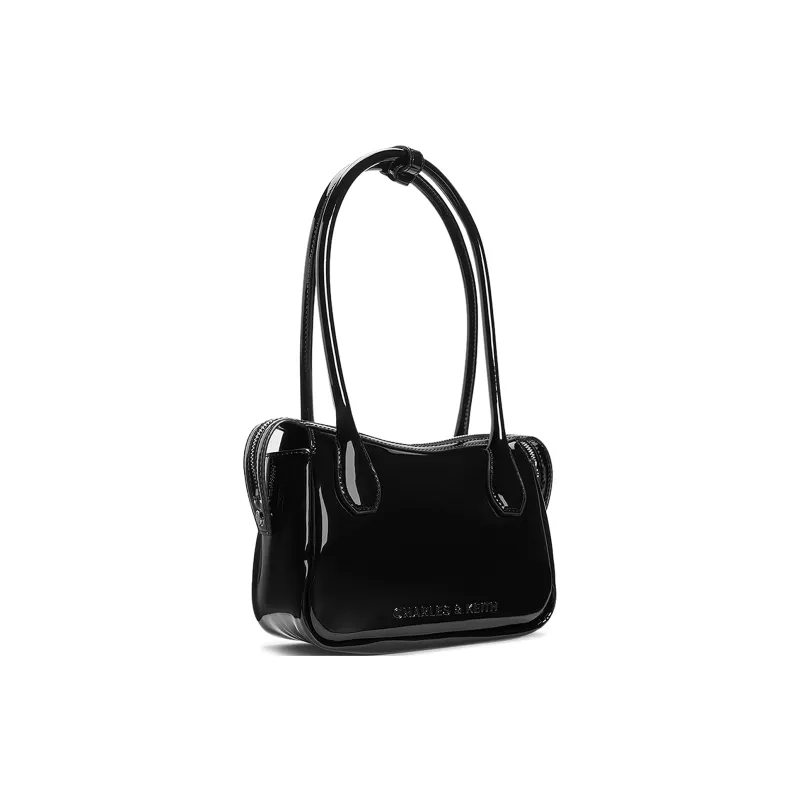 CHARLES&KEITH PU Shoulder Bag Medium Size Women's CK2 30271278 Tin Gray/Noir Black-1