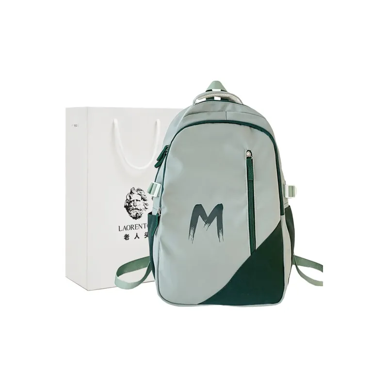 Old Man's Head Fabric Backpack Unisex Black/Green-5