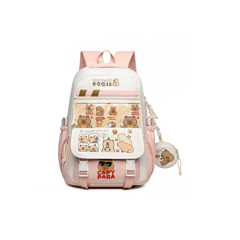 Deli Bear Nylon Fabric Backpack Regular Unisex Pink/Purple/Brown/Black/Blue-0