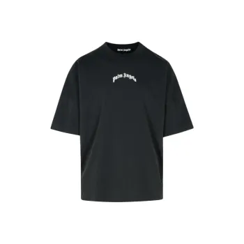 PALM ANGELS Curved Logo Crewneck T Shirt