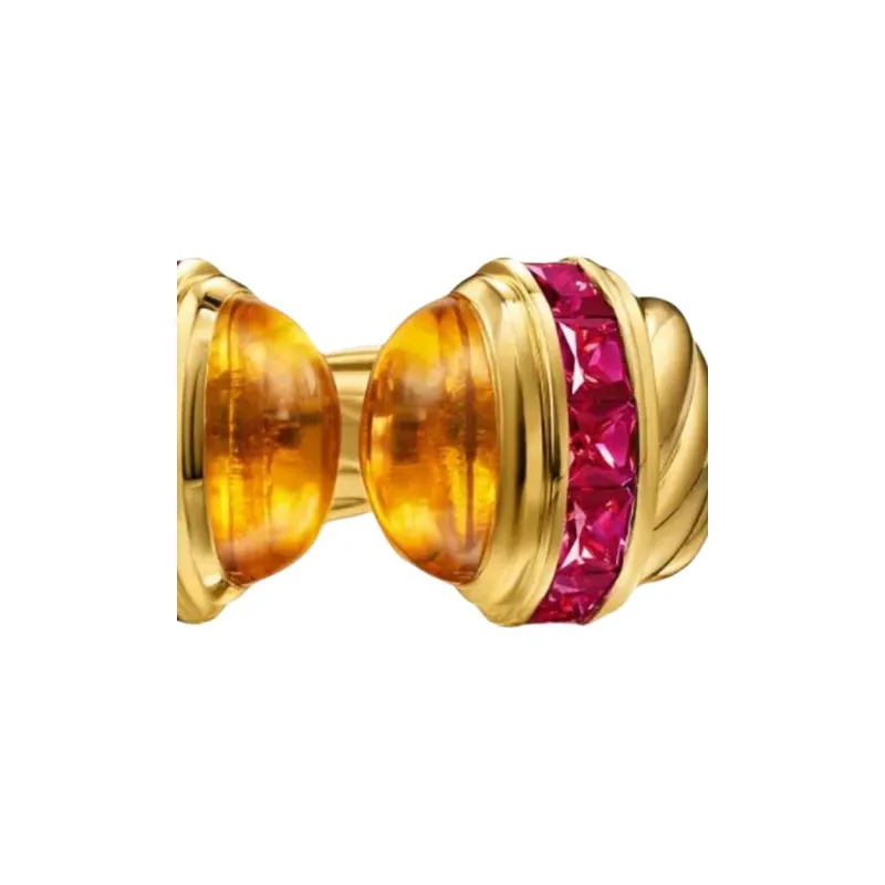 David Yurman 18kt Yellow Gold Citrine And Tourmaline Ring-2