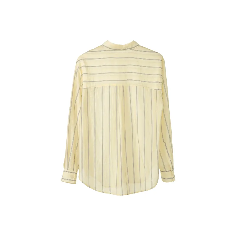 Fstudio Early Spring Korean Style Slimming Stripes Light Long Sleeved Shirt Women's-1