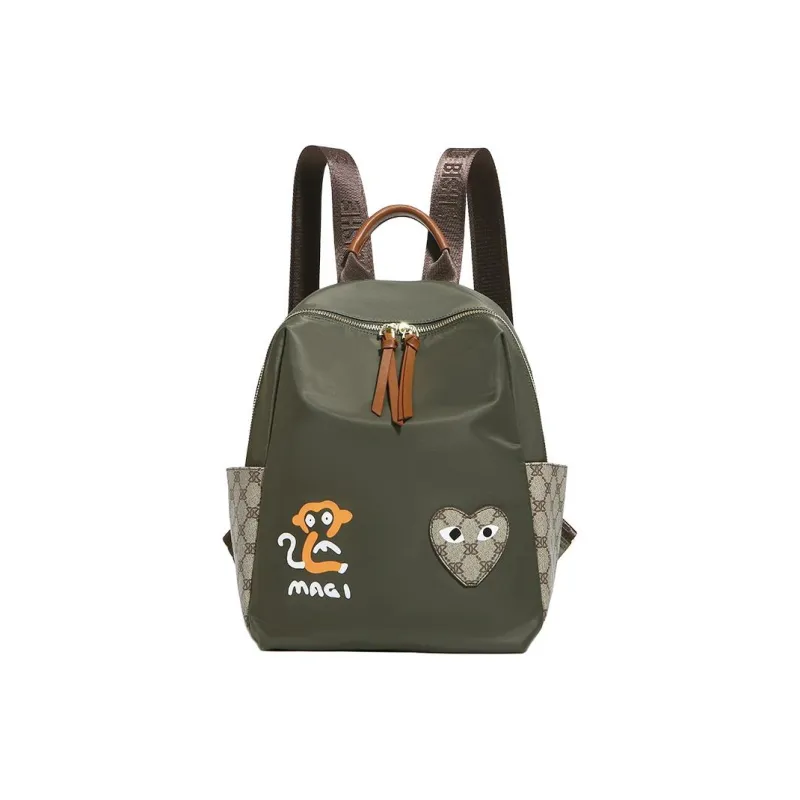 VIHUS Oxford Backpack Large Size Unisex Black/Army Green-6