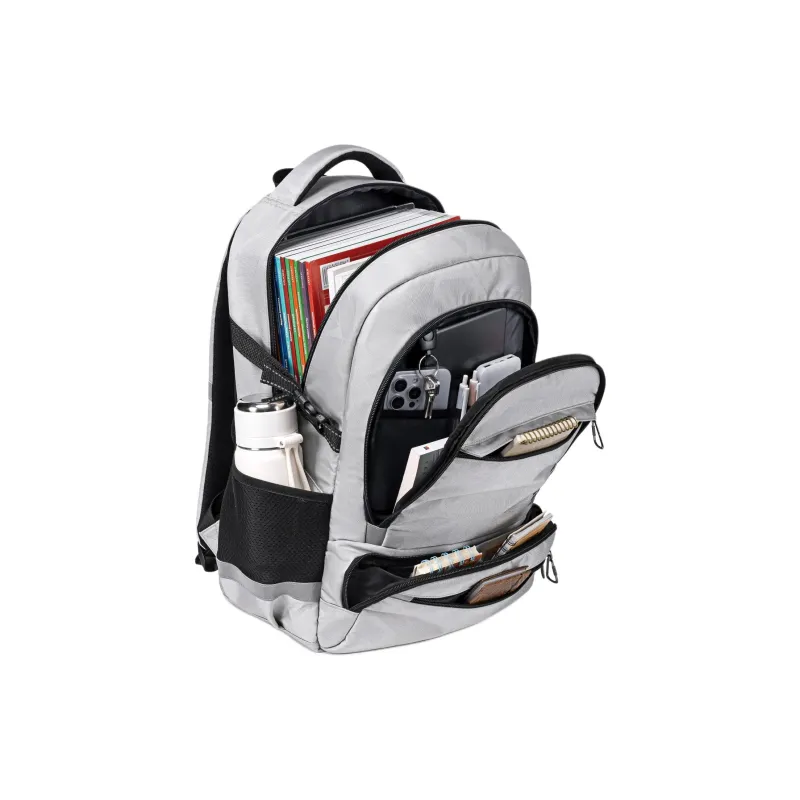Victorian Traveler Fabric Double Shoulder Backpack Regular Unisex Silver Gray-14