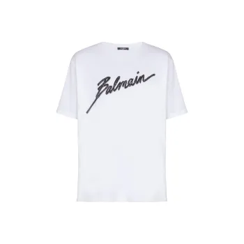 BALMAIN Logo Embellished Crewneck T Shirt