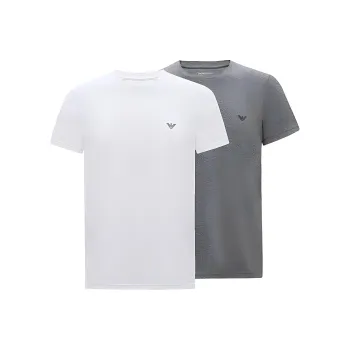 EMPORIO ARMANI SS24 Regular Logo Print Crew Neck Short Sleeved T Shirt Men's Men's 2 Pack 2 Pack