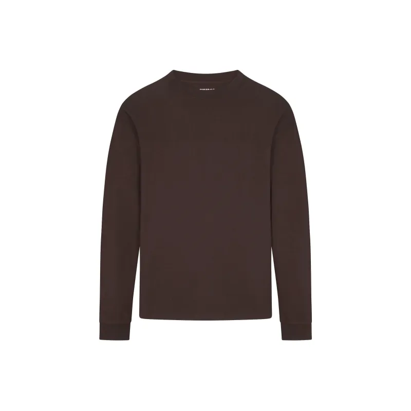 SKIMS FW24 HEAVYWEIGHT COTTON MENS RELAXED LONG SLEEVE T-SHIRT T-Shirt Men's ESPRESSO/Concentrated Coffee-0