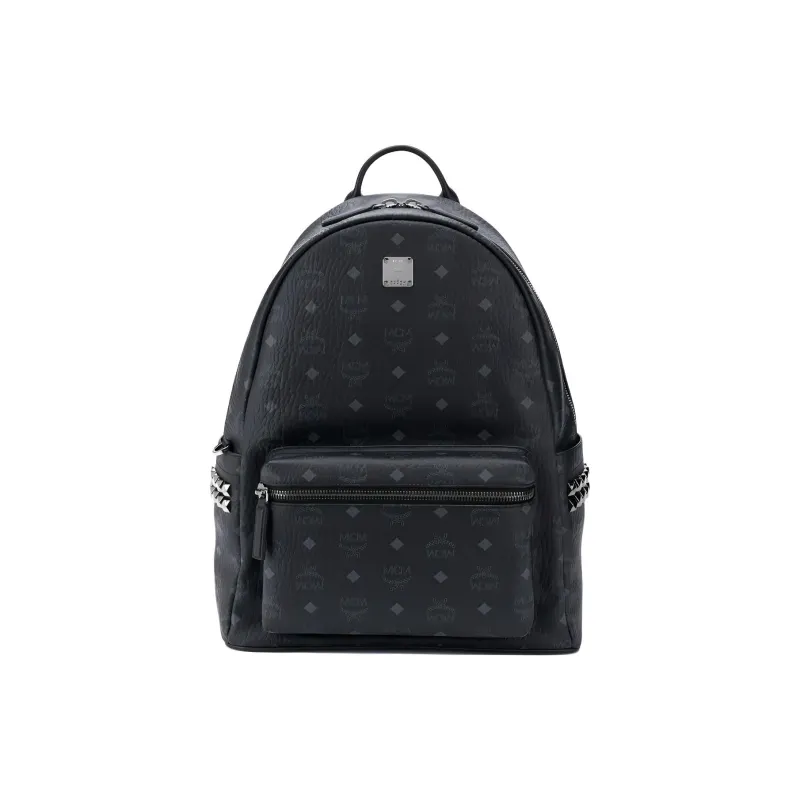 MCM Stark Backpack Visetos Side Studs Large Black-0