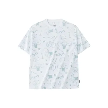 Anta x POPEYE Drop Shoulder Sleeve T-Shirt Men's Pure White/All Over Print