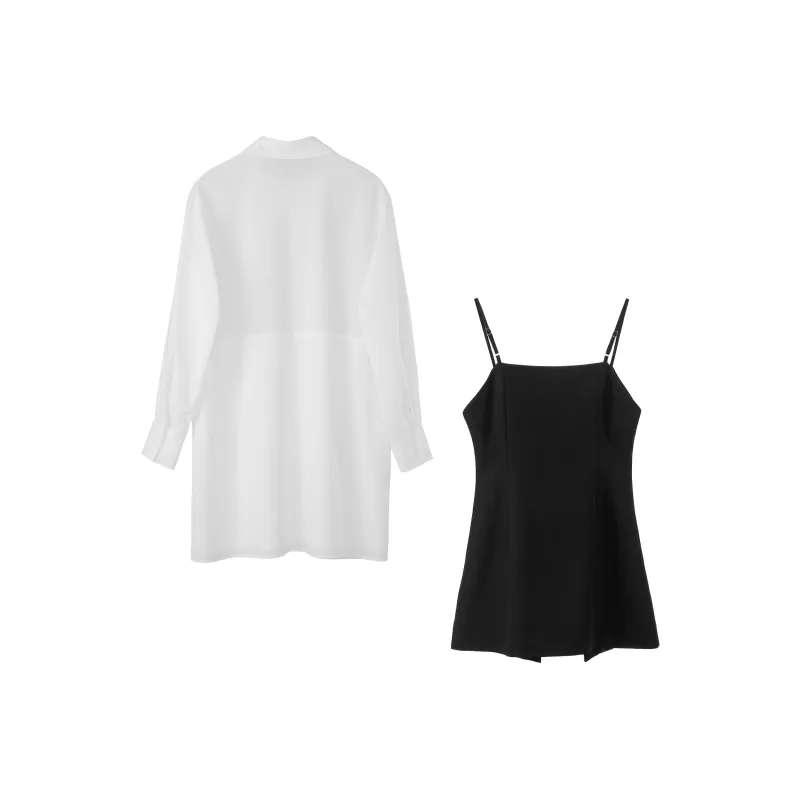 Fstudio Spring Korean Elegance Cinched Waist Stylish Shirt Matching Set Women's Black-1