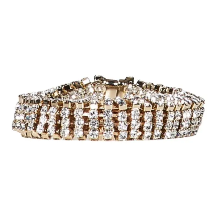Paco Rabanne Brass, Crystal, Metal Bracelets Unisex White-1