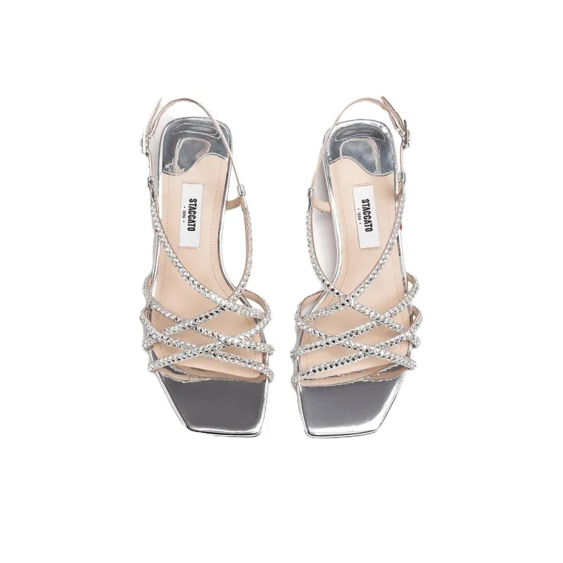 Staccato Soda Crushed Ice One Strap Sandals Women's Shimmering Silver-3