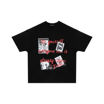 *EVAE+MOB Loose Fit Comfortable Crew Neck Pullover T Shirt Unisex