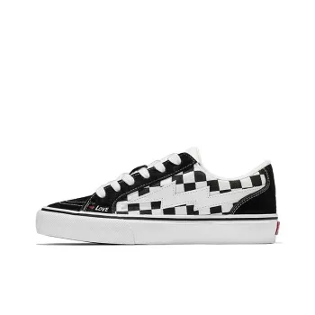 CHERRY&KALIKA Anti Slip Wear Resistant Lightweight Breathable Low Top Skateboard Shoes Unisex Black White Plaid