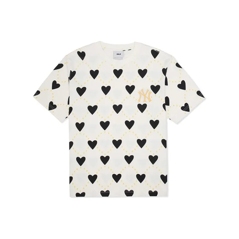 MLB Unisex Heart X MLB T Shirt Unisex Dark Cream-0