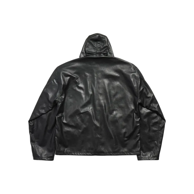 Balenciaga Leather Jacket Men's Loose Fit Black-1