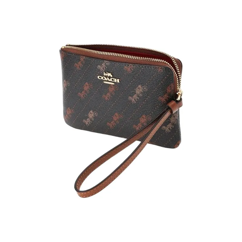 COACH Leather Mahjong Bag Clutch Coin Purse Wrist Bag Women's-1