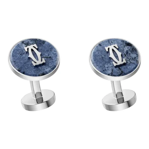 CARTIER 925 Sterling Silver Palladium Plated Blue Topaz Cufflinks Unisex Blue