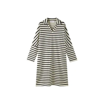 Meonsill Nightgown Women's Apricot+Black Stripes