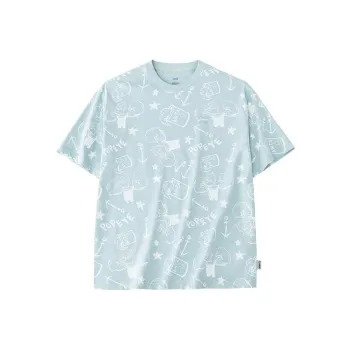 Anta x POPEYE Drop Shoulder Sleeve T Shirt Men's Crystal Luminous Blue/Full Coverage Print