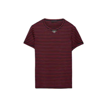 PRADA Triangle Logo Striped Crewneck T Shirt
