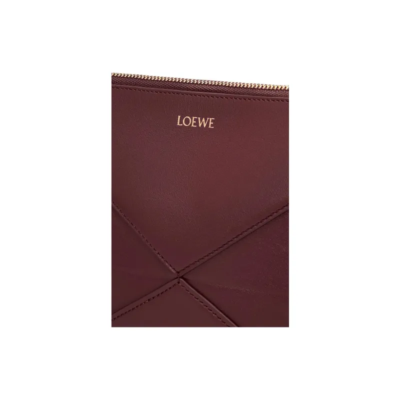 LOEWE Puzzle Fold Cow Leather Clutch, Crossbody Bag, Shoulder Bag Women's Burgundy-7