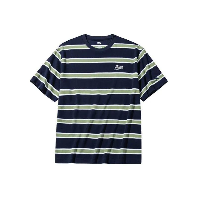 Anta T Shirt Men's Midnight Blue/Gray Pea Green-0
