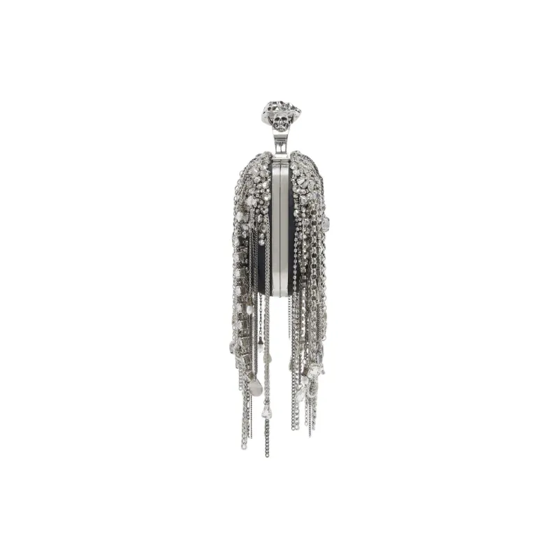 Alexander McQueen Nappa Leather Clutch Women's Black & Silver-1