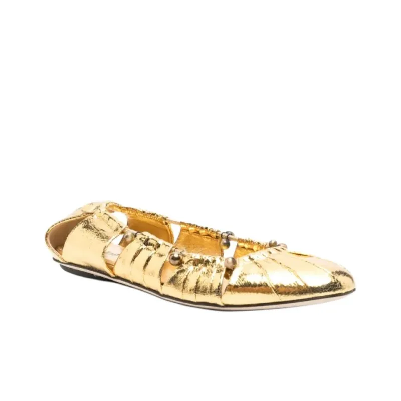 Chloé Luna Cut Out Metallic Ballet Flats Women's-2