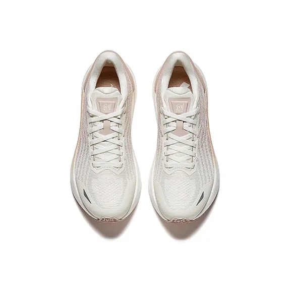 Anta Anti Slip Wear Resistant Low Top Casual Running Shoes Women's Ivory White/Lotus Gray-2