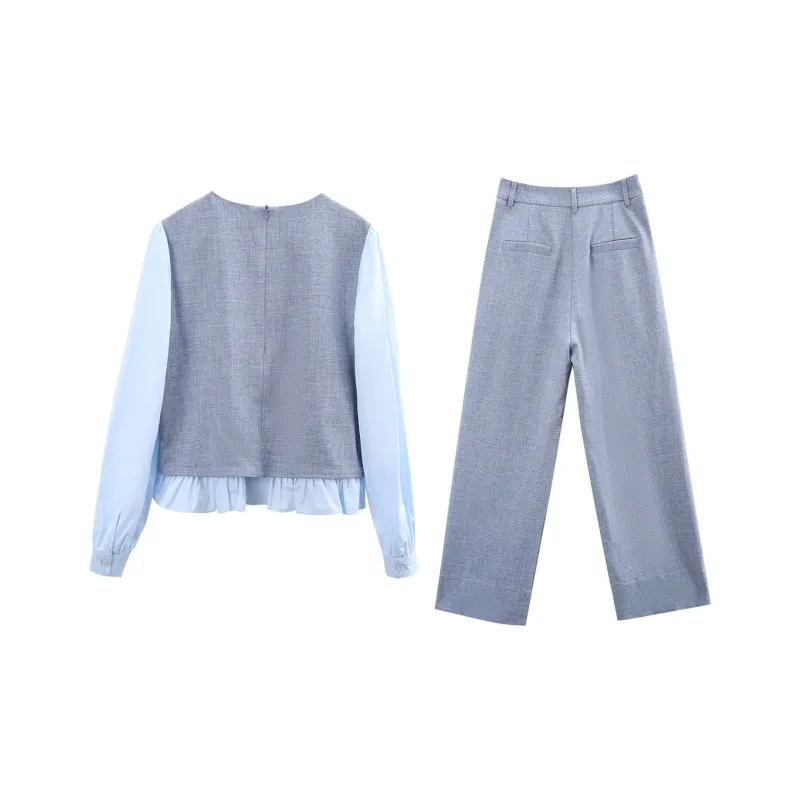 A Paradise For Awakening Casual Suit Women's Blue-1
