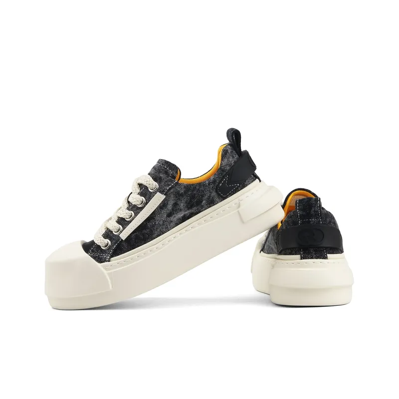 Daying Breathable Height Increase Low Top Canvas Shoes Men's-2