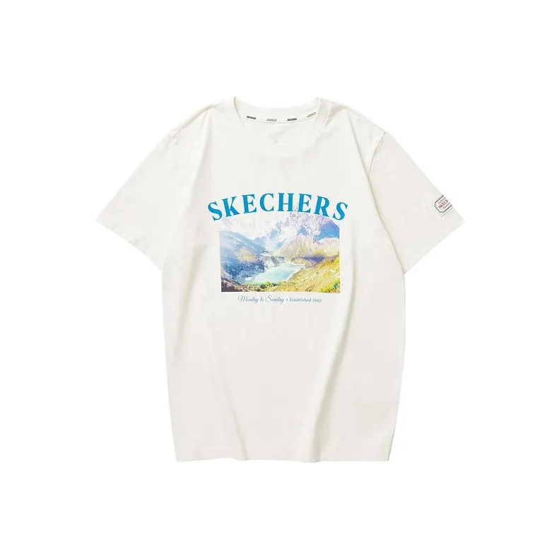 Skechers T-Shirt Unisex Cream Beige White-0