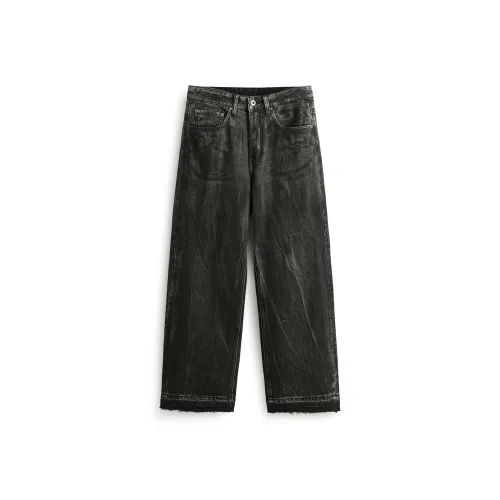 ZENGZHI Jeans Unisex Dirty Black