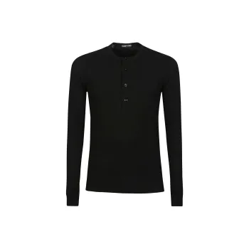 TOM FORD Henley Ribbed T Shirt