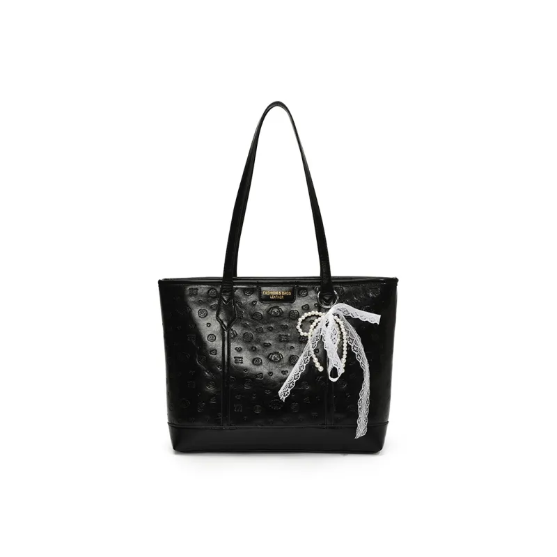 HCXK PU Tote Bag Shopping Bag Shoulder Bags Women's White/Black/Pink-6