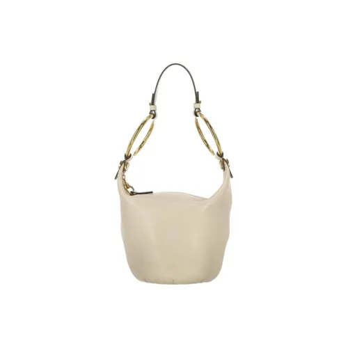 Chloe Grain Buffalo Leather One Shoulder Handbag Small Size Women's White