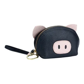 Tong Tong Rabbit Top Grain Cow Leather Coin Purse Regular Women's Black Lake Blue Brick Red Elephant Gray
