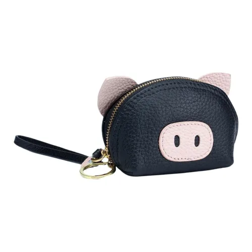Tong Tong Rabbit Top Grain Cow Leather Coin Purse Regular Women's Black Lake Blue Brick Red Elephant Gray