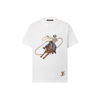 LOUIS VUITTON Graphic Embroidered Cotton T Shirt