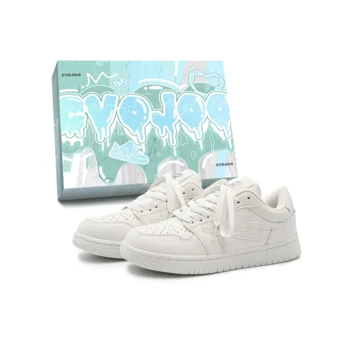CVOJOO Small White Shoes Slip Resistant Low Top Skateboard Shoes Unisex All White