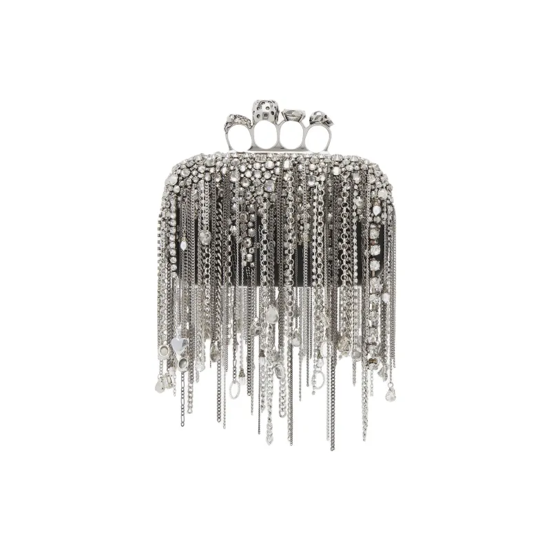 Alexander McQueen Nappa Leather Clutch Women's Black & Silver-2