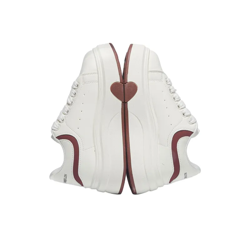 Yiya Small White Shoes Anti Slip And Wear Resistant Height Increasing Low Top Skateboard Shoes Women's Red-1
