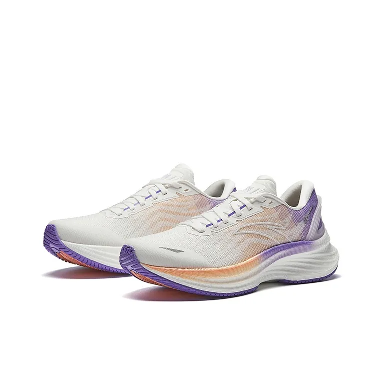 Anta Cushioning, Slip Resistant, And Abrasion Resistant Low Top Casual Running Shoes Women's White Orange Purple-1
